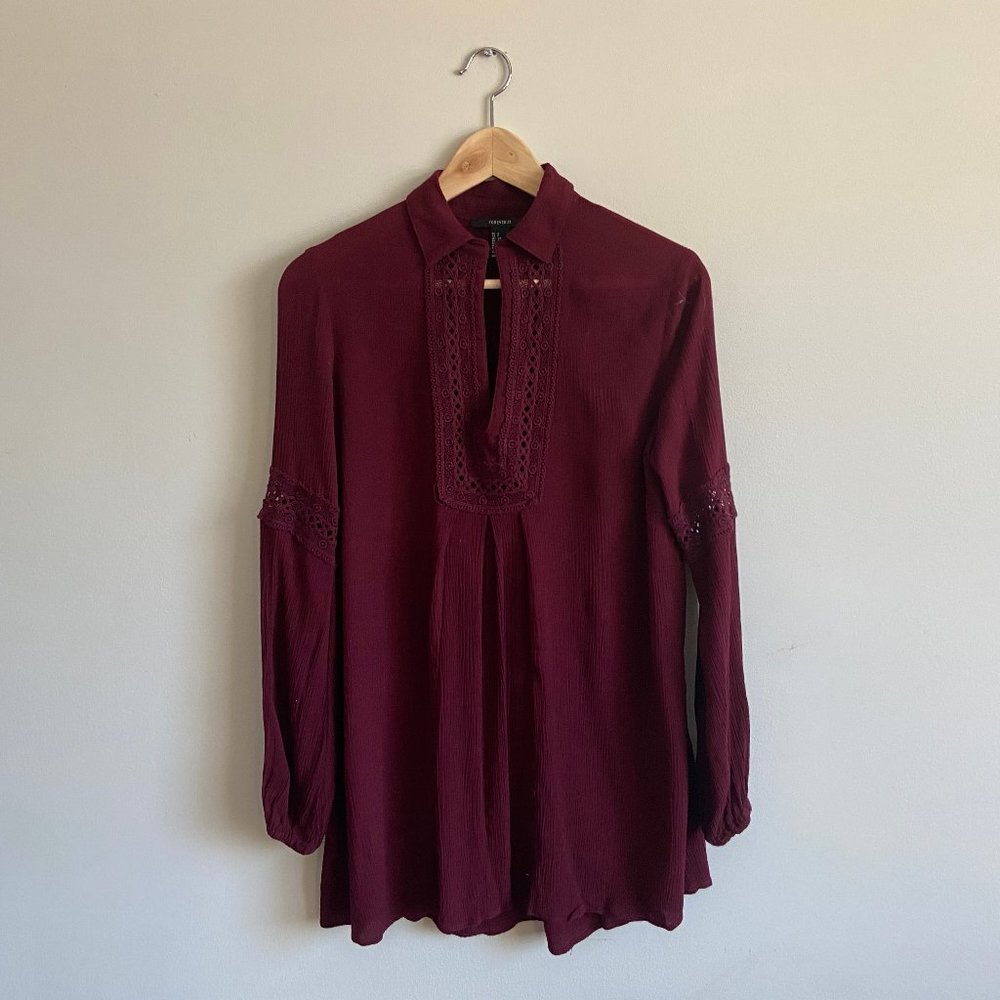 Forever 21 Burgundy Crochet Mini Dress